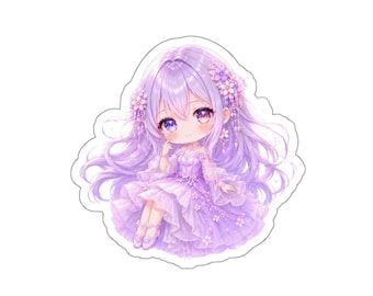 Blooming Wisteria Princess Chibi Sticker | Fantasy Anime Girl