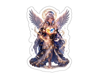 Celestial Angel Sticker, Anime Girl Sticker, Fantasy Aesthetic Decal, Cute Laptop Sticker, Waterproof Vinyl, Gift for Her