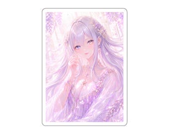 Wisteria Fantasy Anime Girl Sticker | Ethereal Lavender Anime Art | Dreamy Pastel Aesthetic