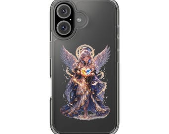 Angel of Light Phone Case | Blue Gold Celestial Design | Fantasy Angel Art | Spiritual Aesthetic iPhone Case | Gift Idea