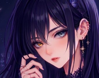 Blue Angel Girl Sticker, Soft Fantasy Anime Art, Aesthetic Cute Girl, Celestial Night Art, Kawaii Sticker, Gift for Her