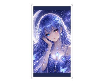 Pegatina de chica etérea del espíritu lunar, luz cósmica, estética anime, hada, arte onírico