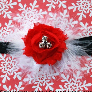 Jingle Bell Red Fabric Ribbon Hair Band (390795R) 