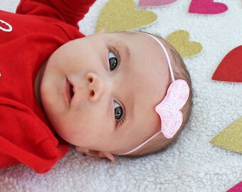 Little Lacey Hearts for Valentine's Day - Baby Girl Heart Hair Bows Available in 3 Colors