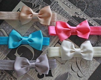 Baby Girl Bow Tie Style Hair Bow Set - Ribbon Bows for Babies and Little Girls