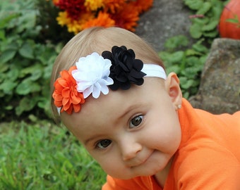 Halloween Magic Baby Girl Headband - Orange, White, Black Halloween Headband for Babies, Toddlers, Girls