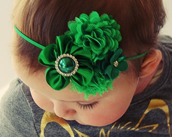 Good Luck Charm Headband for Saint Patrick's Day - Girl's Green Hair Bow
