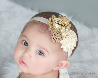 cream baby headband