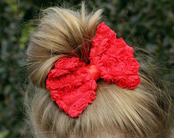 Big Red Christmas Bow - Available as Headband or Clip - Baby Girl Christmas Bows