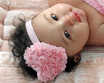 Valentine's Day Ruffled Chiffon Heart in the Color of Your Choice - Available on a Headband or a Hair Clip - Baby Girl Valentine Headbands
