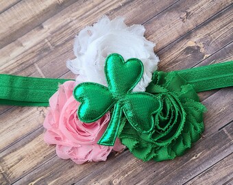Pink Shamrock Saint Patrick's Day Flower Headband for Babies, Children, Women