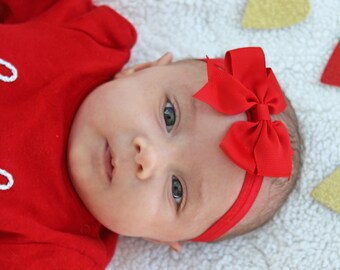 Sweet Red Baby Bow for Valentine's - Newborn Headband Bows