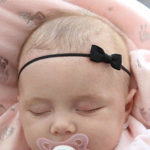 Simple Tiny Black Baby Bow - Available in Many Colors - Preemie Baby Headband