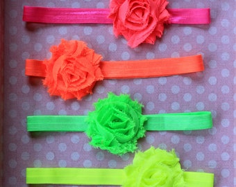 Baby Girl Neon Color Headband Set - Summer Headbands in Neon Green, Pink, Yellow & Orange