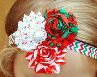 Christmas Patterns Headband for Babies and Girls - Red, White, Green Festive Christmas Combination