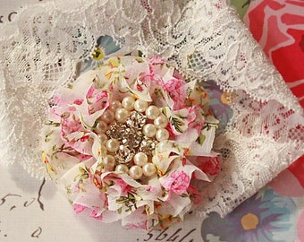 Baby Girl Pink & White Floral Print Chiffon Blossom Headband
