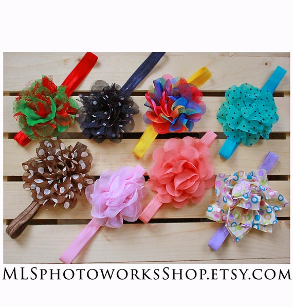8-pack Baby Girl Flower Puff - Available as Headbands or  display picture 1