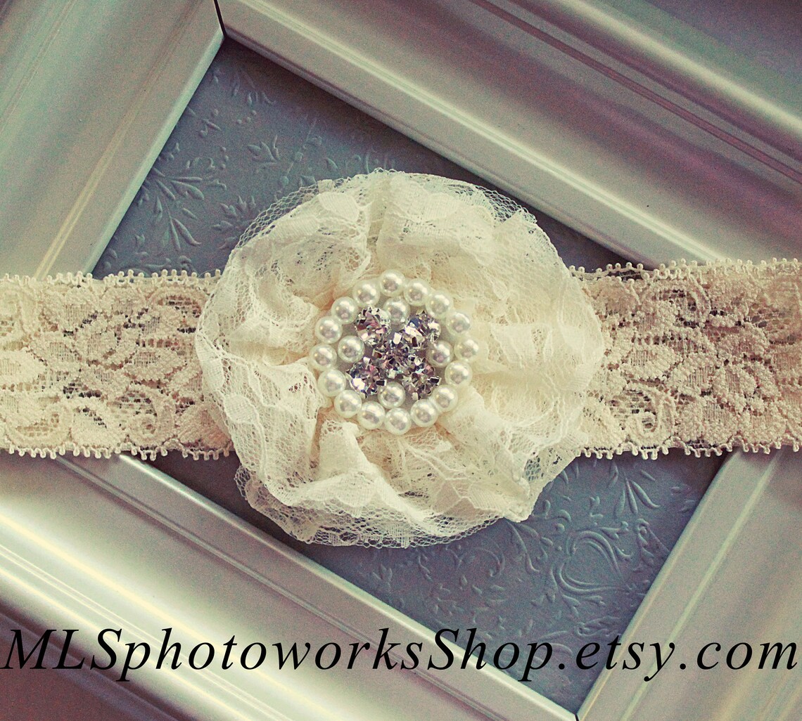 Purely Lace Ivory Headband Baby Girl Christening Lace Hair Etsy