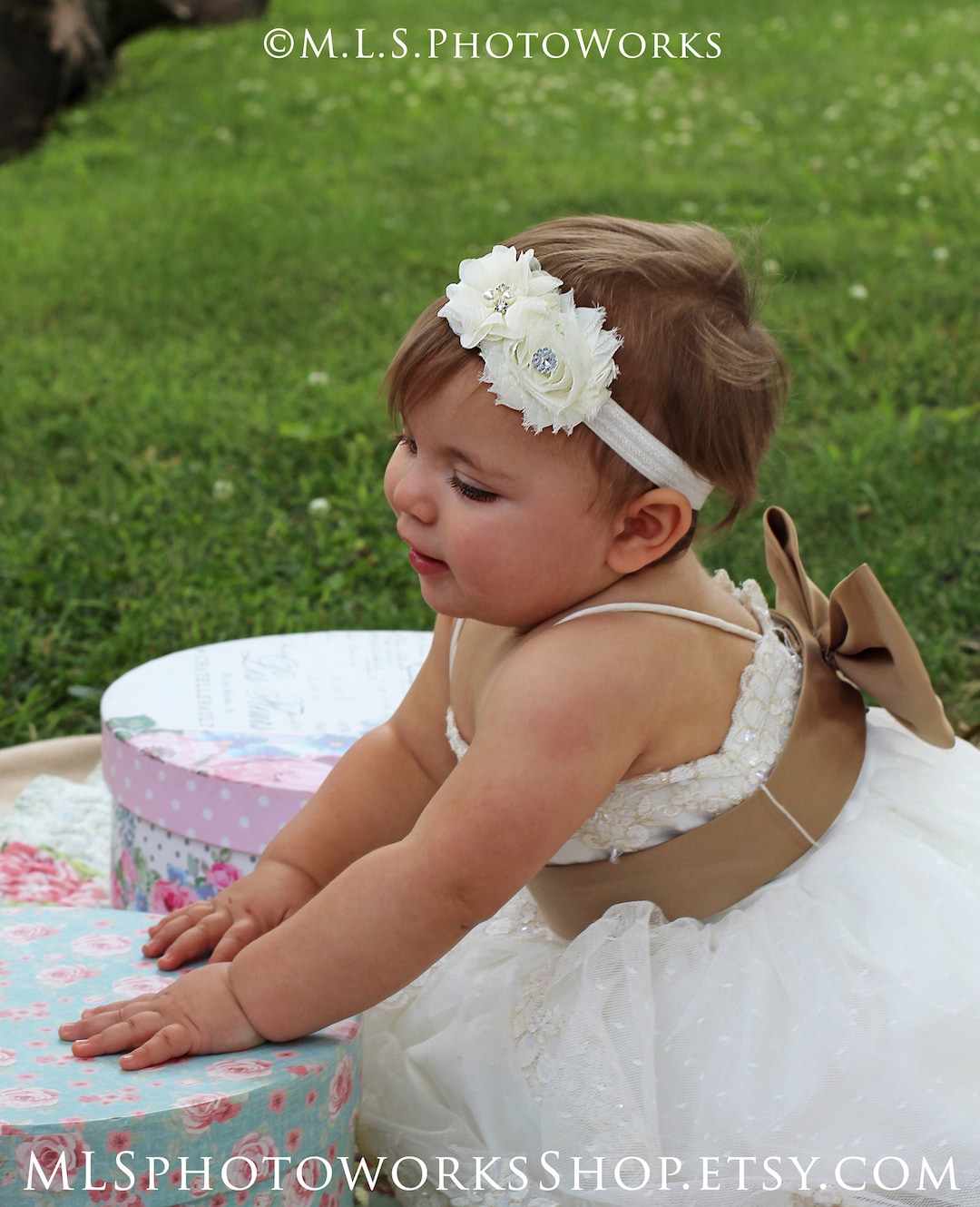 Soft & Simple Little Christening Headband Baby Bapstimal Flower Hair