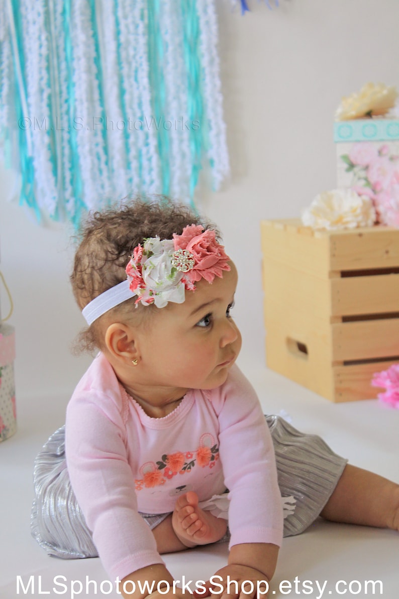 baby hair headbands accessories elastic girl pink swirl pink flower
