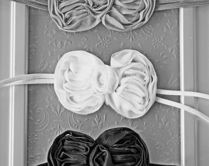 Baby Girl Hair Bow Set in Grey White & Black Headbands for Etsy