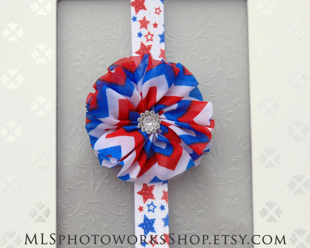Patriotic Star Burst Headband - Red, White and Blue 4th of 