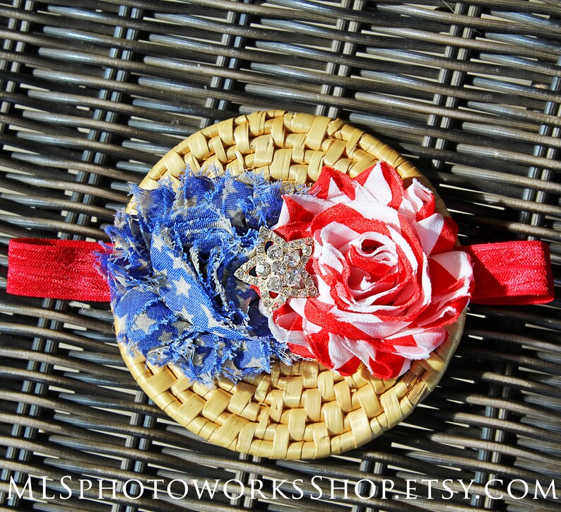 The Olde Glory Headband - 4th of July Baby Girl Headband - Independence Day Celebration Hair Bow 