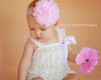Vintage Pink Lace Rose Baby Flower Headband