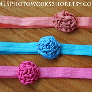 Mini Satin Rosette 3-Pack Headband Set - Little Baby Girl Flower Bows