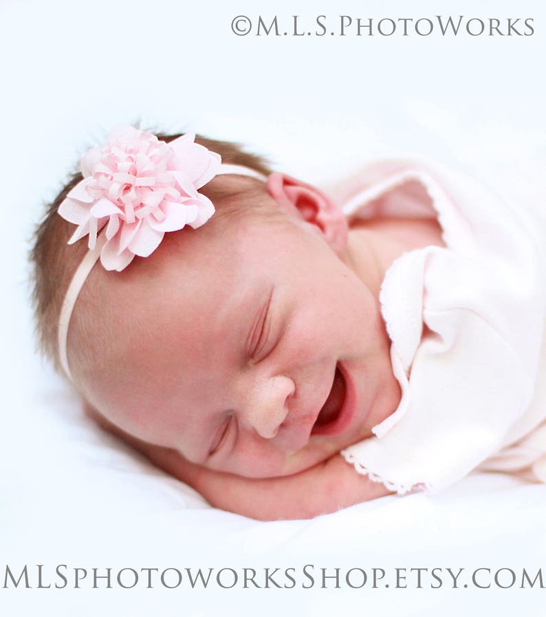 Newborn Flower Headband Powder Pink Spring Blossom Hair Bow Infant Poto Prop Headband