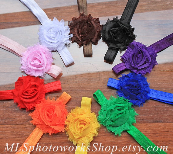 10-piece Complete Rainbow Shabby Headband Set - Baby Girl  display picture 1