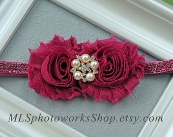 Sparkling Sugar Plum Headband - Baby Girl Plum Purple Headbands for Fall, Winter