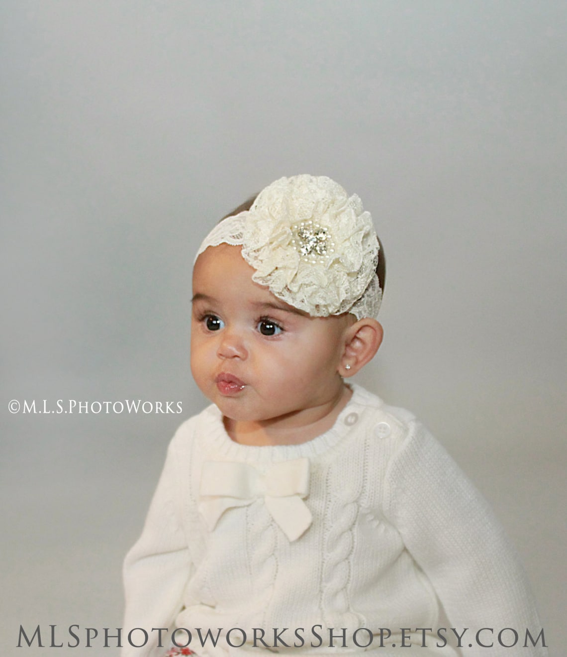Purely Lace Ivory Headband Baby Girl Christening Lace Hair Etsy