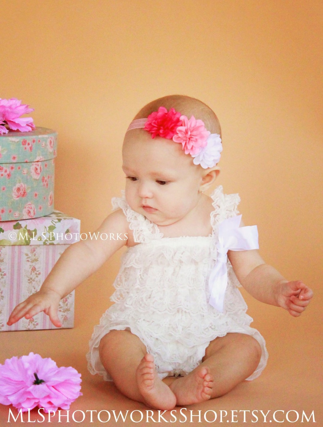 Pink Ombre Baby Girl Headband Flower Hair Bow With Shades Of Pink For pink-ombre-baby-girl-headband-flower-hair-bow-with-shades-of-pink-for