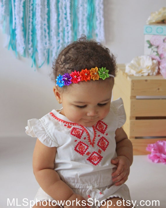 The Prism Effect Rainbow Flower Headband Little Girl's | Etsy