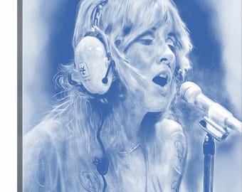 Stevie Nicks Monochrome Portrait Canvas Print – Rock Music Wall Art
