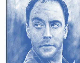 Dave Matthews Wall Art Canvas 16x20 | Dave Matthews Band Poster | Blue Monochrome Portrait | Music Wall Decor | Gift for Music Lovers