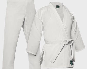 Judo Karate Training Suit Martial Arts White Uniform Set For Kids / Adults