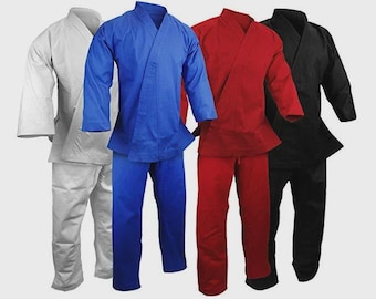 Lightweight Karate Uniform for Kids And Adults with Belt Martial Arts Training Suit, Breathable Gi for Beginners & Practice, Unisex