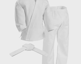 Kids & Adults Lightweight Karate Uniform with Belt – Soft Breathable Martial Arts Gi for Training and Practice