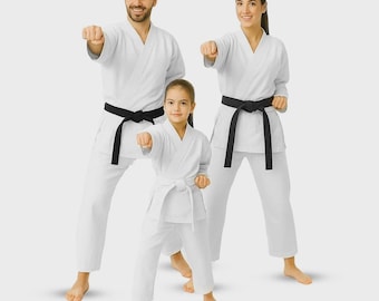 Judo Karate Training Suit Martial Arts White Uniform Set For Kids / Adults