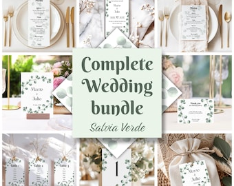 Conjunto de plantillas para boda, Plantillas de boda con flores, Boda con temática floral, Paquete de boda floral, Plantillas editables
