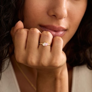 Custom Toi Et Moi Birthstone Ring, Minimalist 2 Birthstones Ring, 14K Gold Daily Wear Ring, Bestfriend Gift, Gift for Mom, Gift for Her
