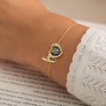 Custom Birthstone Locket Bracelet, Photo Bracelet, Heart Locket Bracelet, Engraved Message Locket, Christmas Gift for Her, Mom Gift