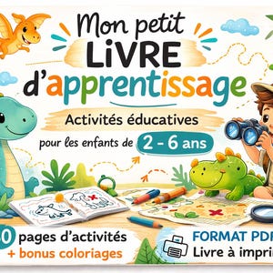 Preschool Activity Book Printable Learning Worksheets for kids 2-6ans dinosaure activity page Montessori Toddler Busy Book