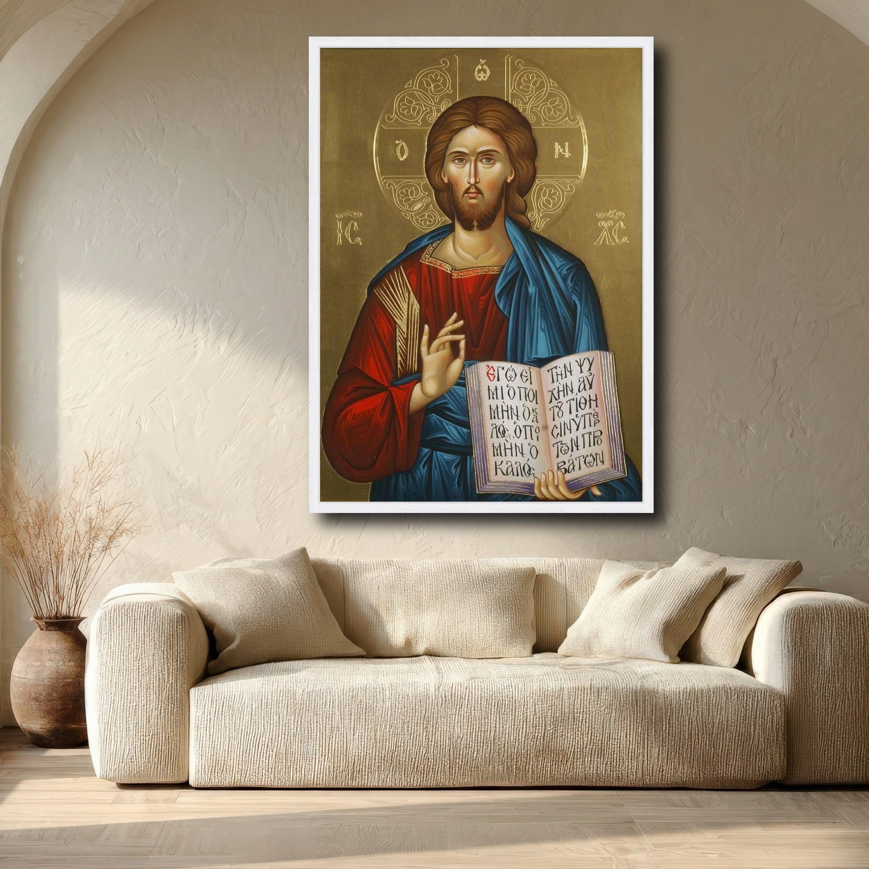 Jesus Christ Icon Canvas Wall Art, Religious Christian Decoration ...