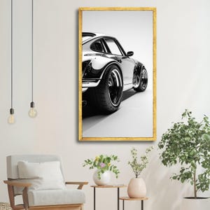 Classic Car Canvas Art, Black and White Sports Car, Automotive Wall Art, Modern Canvas Design, Ready to Hang Decoration image 3