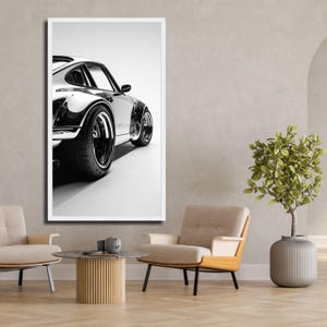 Classic Car Canvas Art, Black and White Sports Car, Automotive Wall Art, Modern Canvas Design, Ready to Hang Decoration image 4