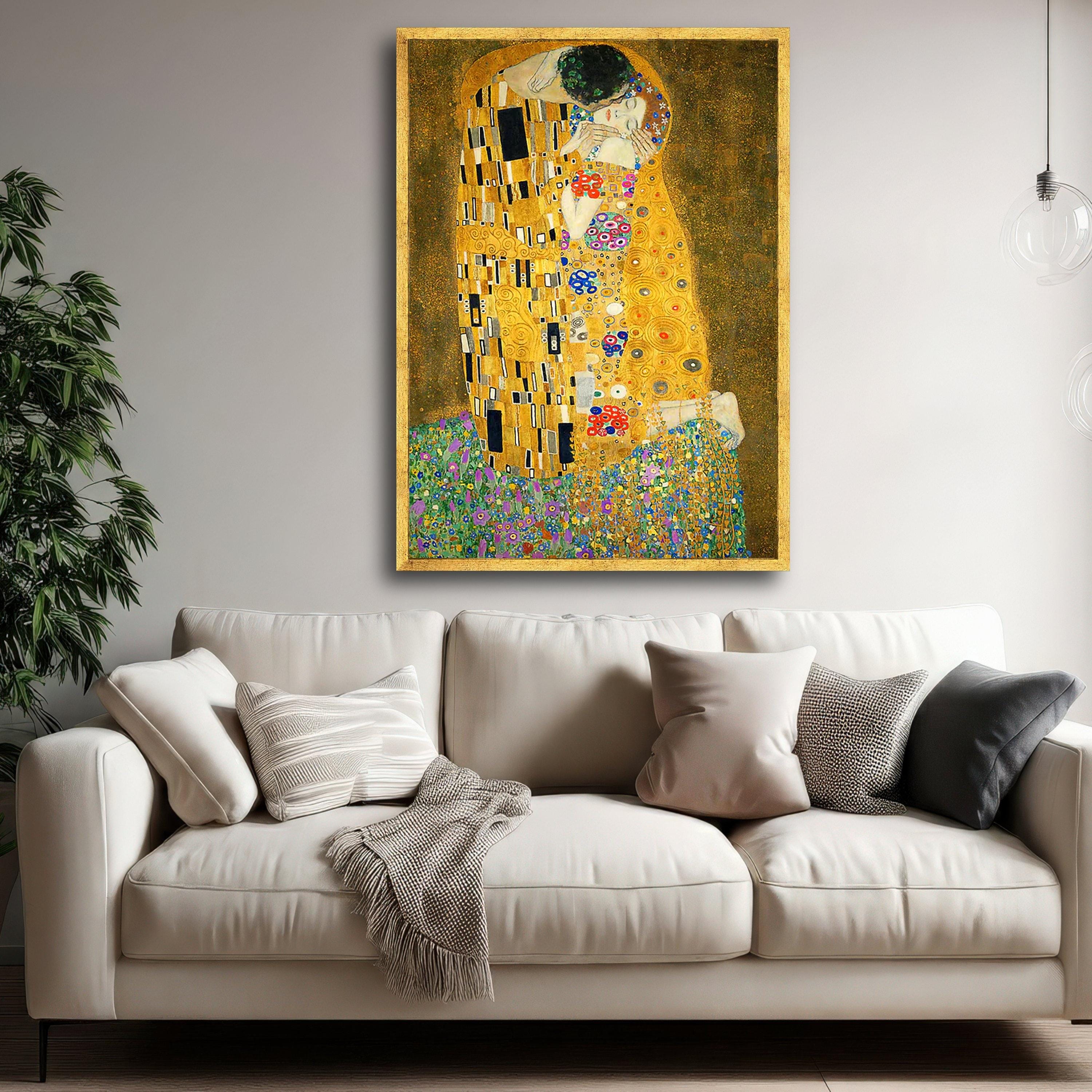 Gustav Klimt the Kiss Canvas Wall Art, Romantic Gold Foil Art Print ...