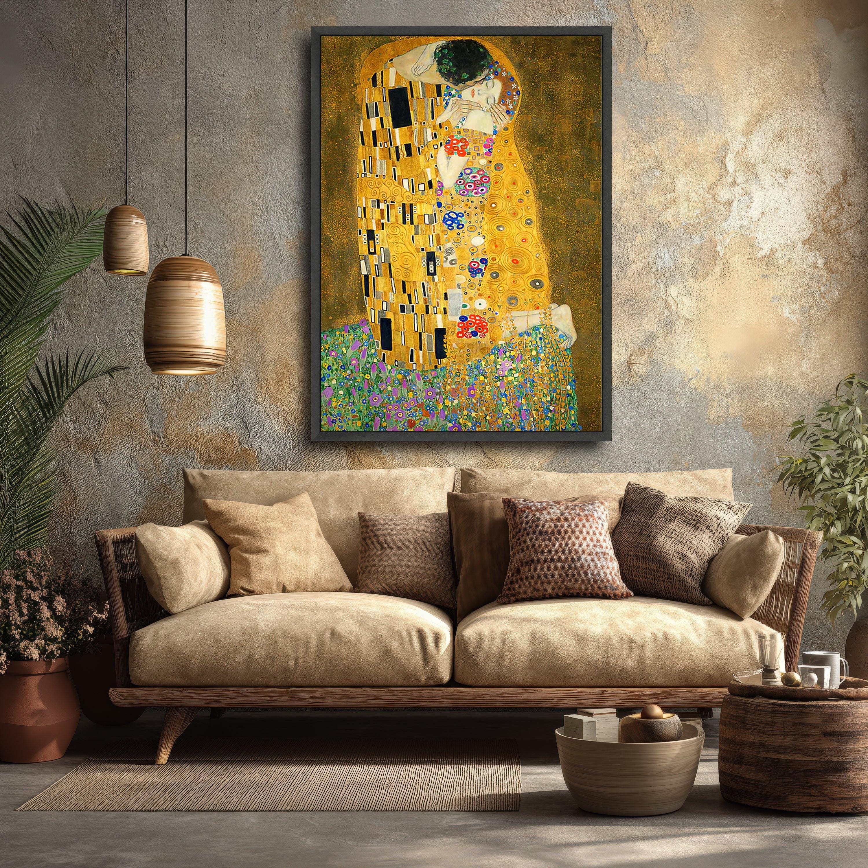 Gustav Klimt the Kiss Canvas Wall Art, Romantic Gold Foil Art Print ...